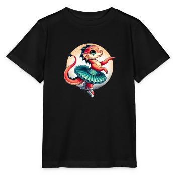 Drachenballerina tanzt , Drache tanzt niedlich - Stanley/Stella Kinder T-Shirt MINI CREATOR  - Schwarz - Vorne - Mikhail (115cm)