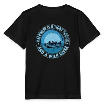 Happiness Is A Tight Paddle Rafting White Water - Stanley/Stella MINI CREATOR Kids’ T-Shirt - black - Front - Mikhail (115cm)