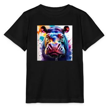 Hippo coloured - Stanley/Stella MINI CREATOR Kids’ T-Shirt - black - Front - Mikhail (115cm)