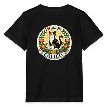 I love my Calico - Stanley/Stella MINI CREATOR Kids’ T-Shirt - black - Front - Mikhail (115cm)