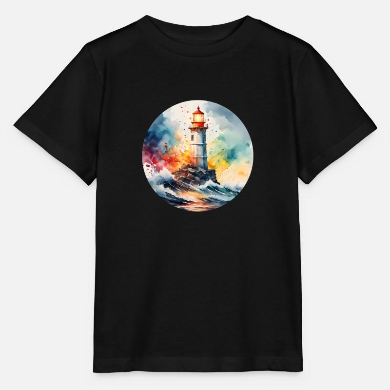 Lighthouse Round Batch - Stanley/Stella MINI CREATOR Kids’ T-Shirt - black