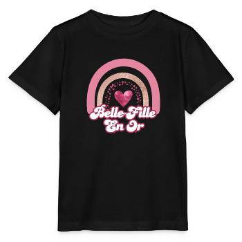 belle fille en or rainbow rose- cadeau belle fille - T-shirt bio MINI CREATOR Stanley/Stella Enfant - noir - Devant - Mikhail (115cm)