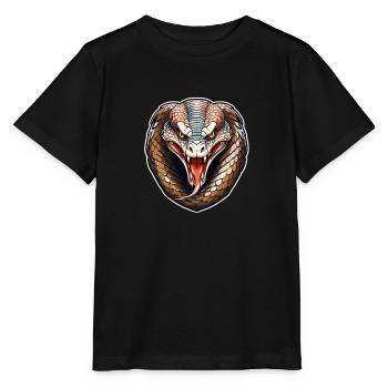 Wilde, wütende, kämpferische, kämpferische, motivierende Kobra - Stanley/Stella Kinder T-Shirt MINI CREATOR  - Schwarz - Vorne - Mikhail (115cm)