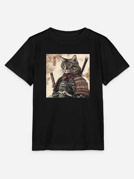 Katze Samurai Japan Ukiyo-E - Stanley/Stella Kinder T-Shirt MINI CREATOR - Schwarz