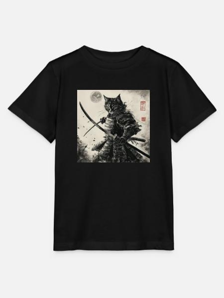 Katze Samurai Japan Ukiyo-E - Stanley/Stella Kinder T-Shirt MINI CREATOR - Schwarz