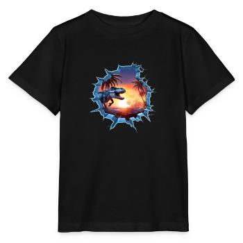 Autocollant T-rex de dinosaure - T-shirt bio MINI CREATOR Stanley/Stella Enfant - noir - Devant - Mikhail (115cm)
