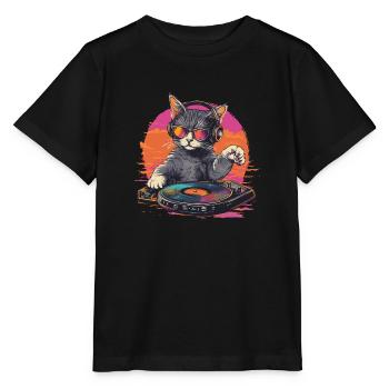 DJ Cat - The Purr-fect Mix - Stanley/Stella MINI CREATOR Kids’ T-Shirt - black - Front - Mikhail (115cm)