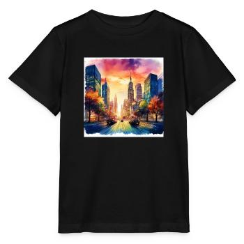 Vibrant Cityscape at Sunset - Stanley/Stella MINI CREATOR Kids’ T-Shirt - black - Front - Mikhail (115cm)