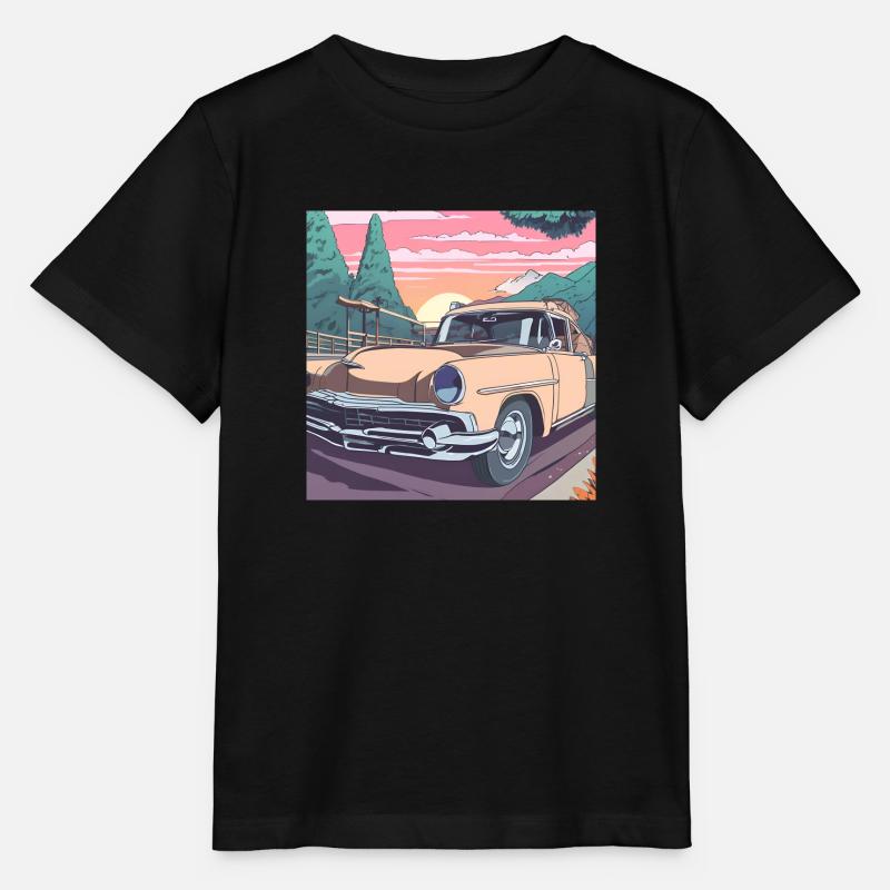 Road trip en voiture classique - T-shirt bio MINI CREATOR Stanley/Stella Enfant - noir