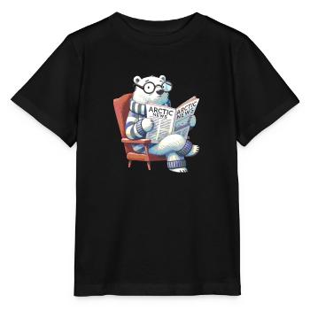 Eisbär liest Zeitung - Stanley/Stella Kinder T-Shirt MINI CREATOR  - Schwarz - Vorne - Mikhail (115cm)