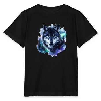Wolf Nebula Galaxy Northern Lights - Stanley/Stella MINI CREATOR Kids’ T-Shirt - black - Front - Mikhail (115cm)