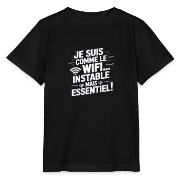 Ich bin wie WiFi... Instabil, aber unverzichtbar! - Stanley/Stella Kinder T-Shirt MINI CREATOR  - Schwarz - Vorne - Mikhail (115cm)