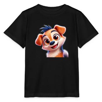 Pixar-Style Cartoon Dog - Stanley/Stella Kinder T-Shirt MINI CREATOR  - Schwarz - Vorne - Mikhail (115cm)