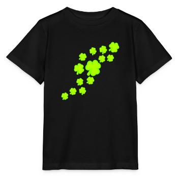 Kleeblatt Viele Dreiblättrige Blätter Grün Muster - Stanley/Stella Kinder T-Shirt MINI CREATOR  - Schwarz - Vorne - Mikhail (115cm)