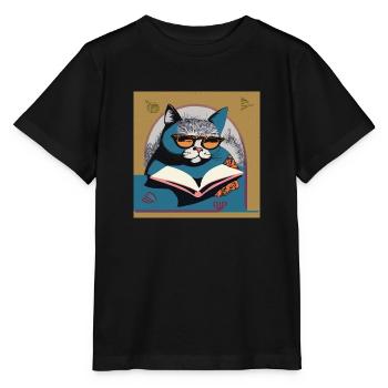 A clever cat - Stanley/Stella MINI CREATOR Kids’ T-Shirt - black - Front - Mikhail (115cm)