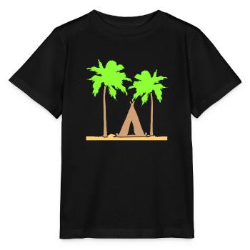Zelt Palmen Erholung Strand Urlaub Outdoor Camper - Stanley/Stella Kinder T-Shirt MINI CREATOR  - Schwarz - Vorne - Mikhail (115cm)