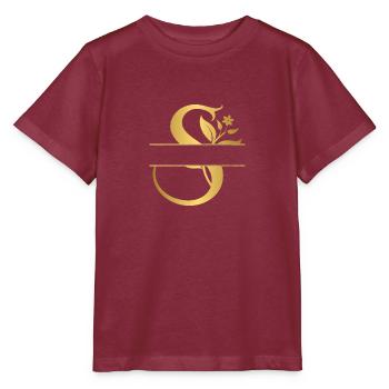 Personalisierte goldene Blumenbuchstaben - Geschenkidee - Stanley/Stella Kinder T-Shirt MINI CREATOR  - Burgunderrot - Vorne - Kain (125cm)