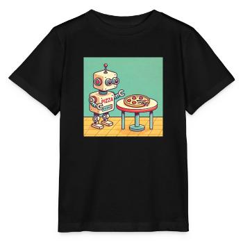 Pizza-Bot - Stanley/Stella Kinder T-Shirt MINI CREATOR  - Schwarz - Vorne - Mikhail (115cm)