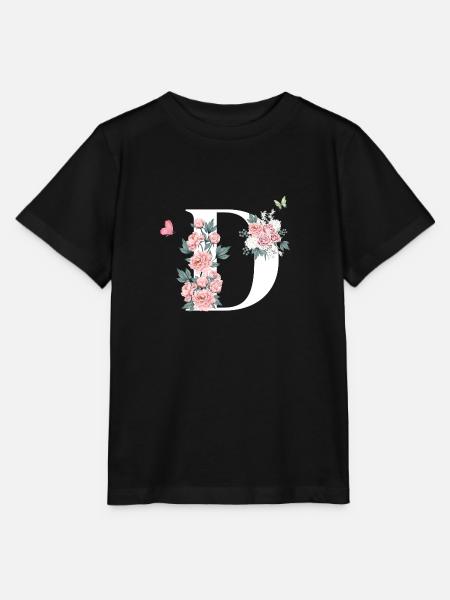 Buchstabe d rosa Blumen - Stanley/Stella Kinder T-Shirt MINI CREATOR - Schwarz