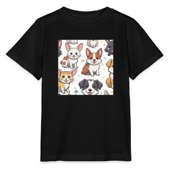 Griffonnages d’animaux mignons - T-shirt bio MINI CREATOR Stanley/Stella Enfant - noir - Devant - Mikhail (115cm)