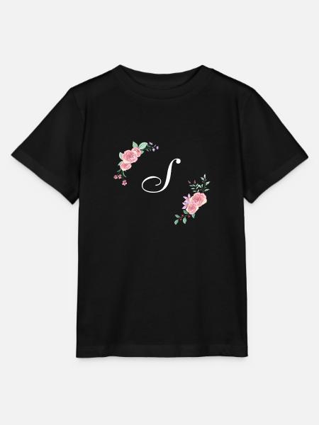 Rosa Blumenbuchstaben s - Stanley/Stella Kinder T-Shirt MINI CREATOR - Schwarz