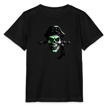 Pirat Comicart Green - Stanley/Stella Kinder T-Shirt MINI CREATOR  - Schwarz - Vorne - Mikhail (115cm)