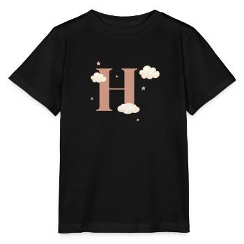 Buchstabe h bewölkt Sterne - Stanley/Stella Kinder T-Shirt MINI CREATOR  - Schwarz - Vorne - Mikhail (115cm)