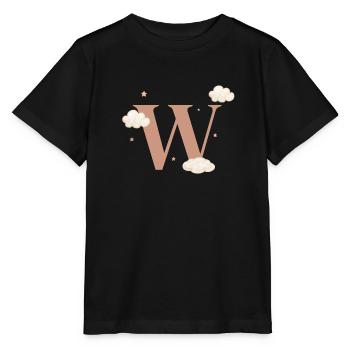 Buchstabe w bewölkt Sterne - Stanley/Stella Kinder T-Shirt MINI CREATOR  - Schwarz - Vorne - Mikhail (115cm)