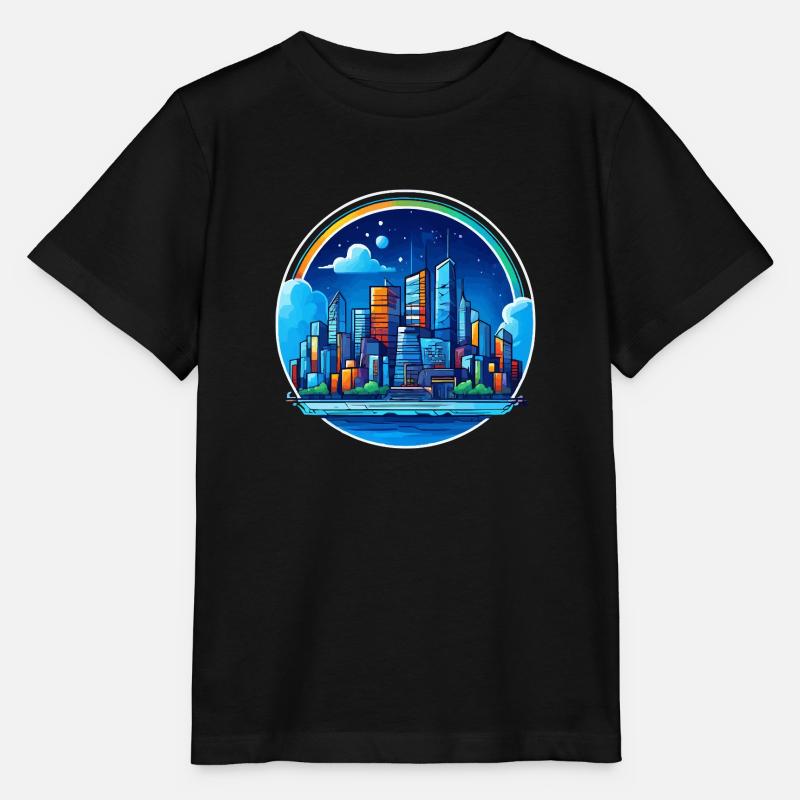 Stadt Nachtschimmer - Stanley/Stella Kinder T-Shirt MINI CREATOR  - Schwarz