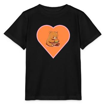 Bjørn loves burgers - Stanley/Stella MINI CREATOR Kids’ T-Shirt - black - Front - Mikhail (115cm)