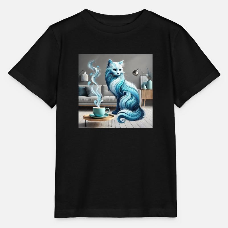 Le chat et le café - T-shirt bio MINI CREATOR Stanley/Stella Enfant - noir