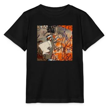 Street Art orange sur t-shirt - T-shirt bio MINI CREATOR Stanley/Stella Enfant - noir - Devant - Mikhail (115cm)