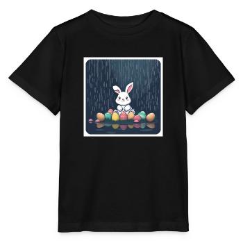 „Bunte Eier, flinker Hase“ - Stanley/Stella Kinder T-Shirt MINI CREATOR  - Schwarz - Vorne - Mikhail (115cm)