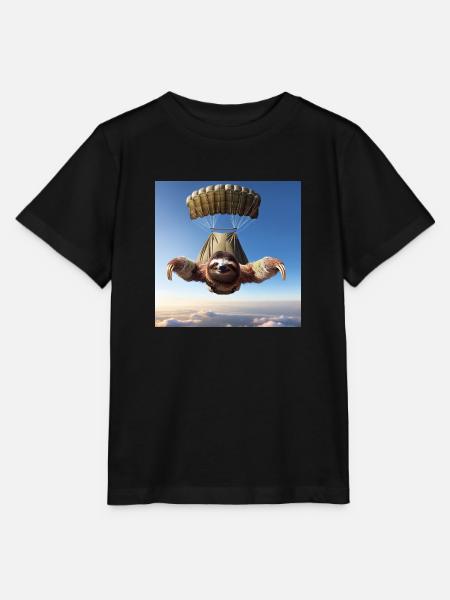 Faultier Wanderer Fallschirmspringer - Stanley/Stella Kinder T-Shirt MINI CREATOR - Schwarz