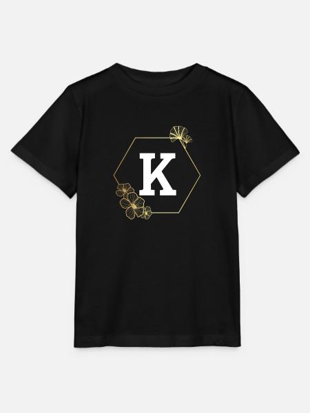 Buchstabe k Goldener Blumenrahmen - Stanley/Stella Kinder T-Shirt MINI CREATOR  - Schwarz