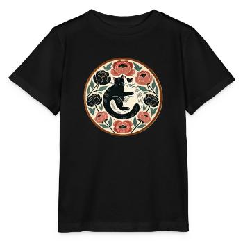 Chat noir et blanc - T-shirt bio MINI CREATOR Stanley/Stella Enfant - noir - Devant - Mikhail (115cm)