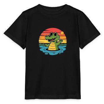 Alligator Retro Alligatoren - Stanley/Stella Kinder T-Shirt MINI CREATOR  - Schwarz - Vorne - Mikhail (115cm)