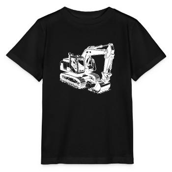 Technology meets power, muscleman, excavator - Stanley/Stella MINI CREATOR Kids’ T-Shirt - black - Front - Mikhail (115cm)