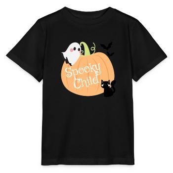 Spooky Child – Halloween Kürbis, Geist & Katze - Stanley/Stella Kinder T-Shirt MINI CREATOR  - Schwarz - Vorne - Mikhail (115cm)