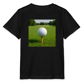 Sport - Golf, Golfball auf dem Abschlag - Stanley/Stella Kinder T-Shirt MINI CREATOR  - Schwarz - Vorne - Mikhail (115cm)