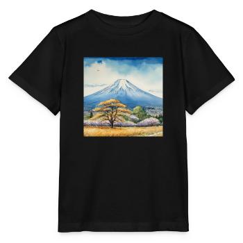 Frühlingsblick auf Fuji - Stanley/Stella Kinder T-Shirt MINI CREATOR  - Schwarz - Vorne - Mikhail (115cm)