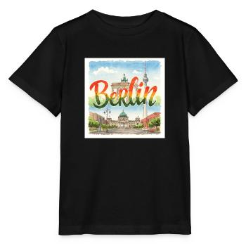 Berlin Aquarell - Stanley/Stella Kinder T-Shirt MINI CREATOR  - Schwarz - Vorne - Mikhail (115cm)