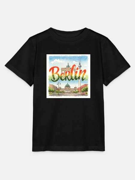 Berlin Aquarell - Stanley/Stella Kinder T-Shirt MINI CREATOR  - Schwarz