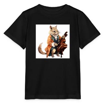 Der musikalische Eichhörnchen-Virtuose - Stanley/Stella Kinder T-Shirt MINI CREATOR  - Schwarz - Vorne - Mikhail (115cm)