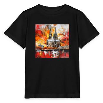 Cologne Cathédrale Ville Skyline Rhine Pont Bateau Museu - T-shirt bio MINI CREATOR Stanley/Stella Enfant - noir - Devant - Mikhail (115cm)