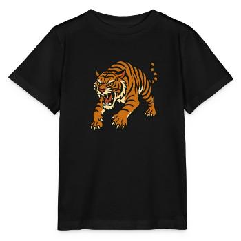 Style de tatouage traditionnel Tiger - T-shirt bio MINI CREATOR Stanley/Stella Enfant - noir - Devant - Mikhail (115cm)