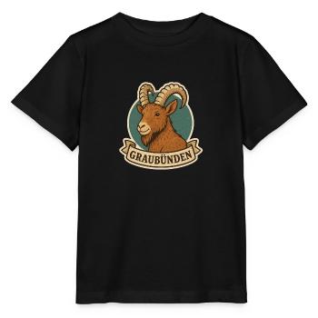 Bouquetin des Grisons - T-shirt bio MINI CREATOR Stanley/Stella Enfant - noir - Devant - Mikhail (115cm)