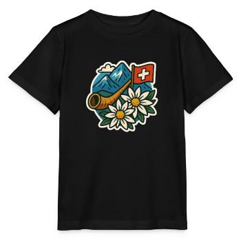 Schweizer tradition - Stanley/Stella Kinder T-Shirt MINI CREATOR  - Schwarz - Vorne - Mikhail (115cm)