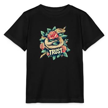 Trust – Schlange & Rosen. - Stanley/Stella Kinder T-Shirt MINI CREATOR  - Schwarz - Vorne - Mikhail (115cm)