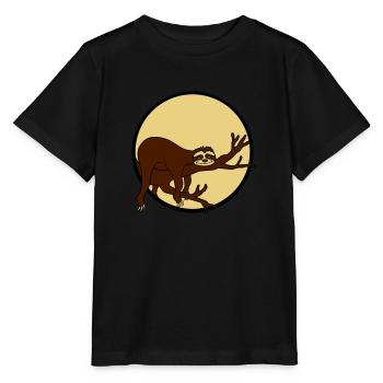 night moon sun evening round circle sloth despan - Stanley/Stella MINI CREATOR Kids’ T-Shirt - black - Front - Mikhail (115cm)